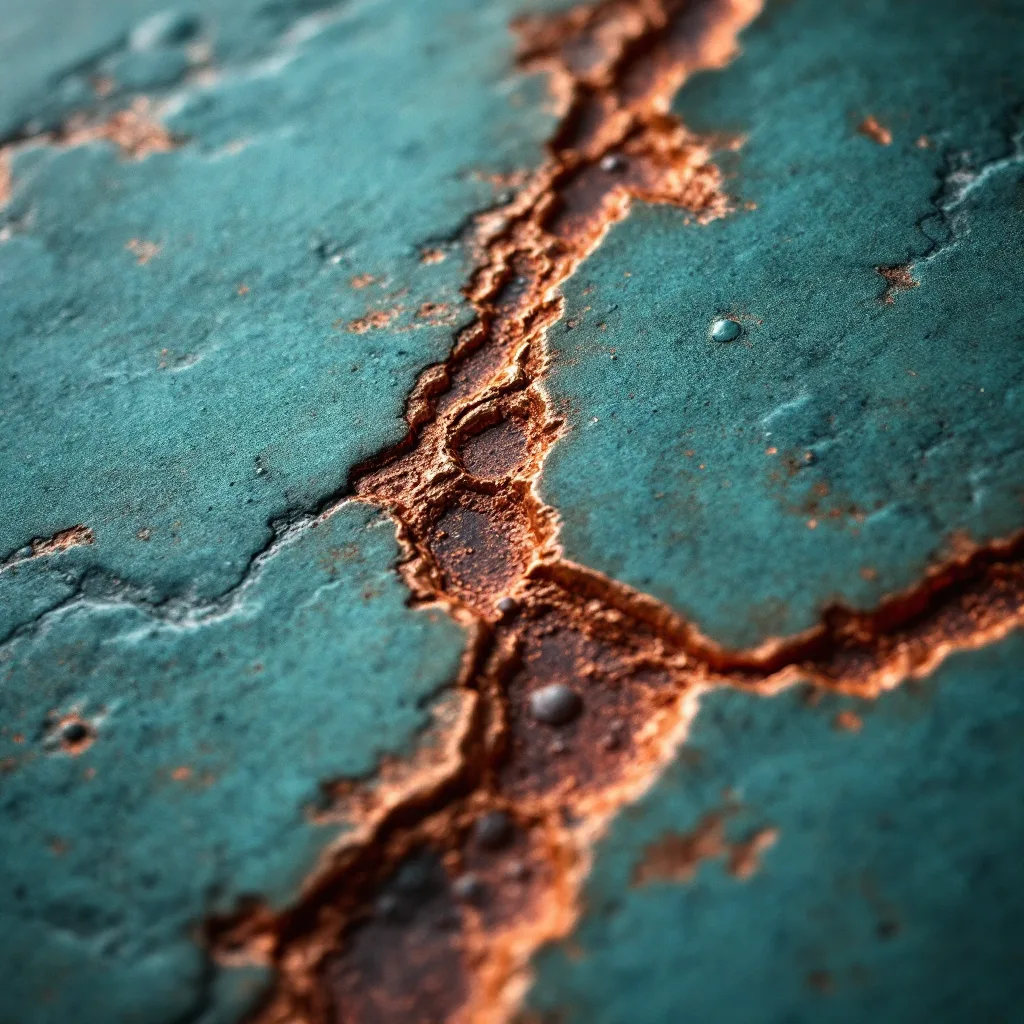 Macro texture of verdigris patina on copper